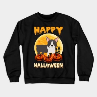 Boston Terrier Dog Scary Pumpkin Halloween Costume Crewneck Sweatshirt